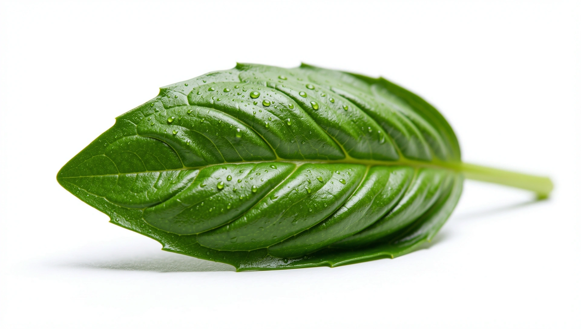 Macrophotography of a fresh basil specimen